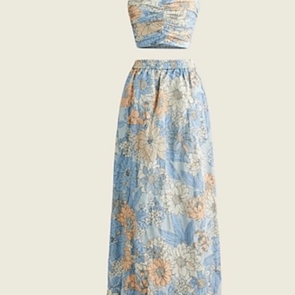 J. Crew Matching Blue Floral Set SZ Small - Picture 4 of 4